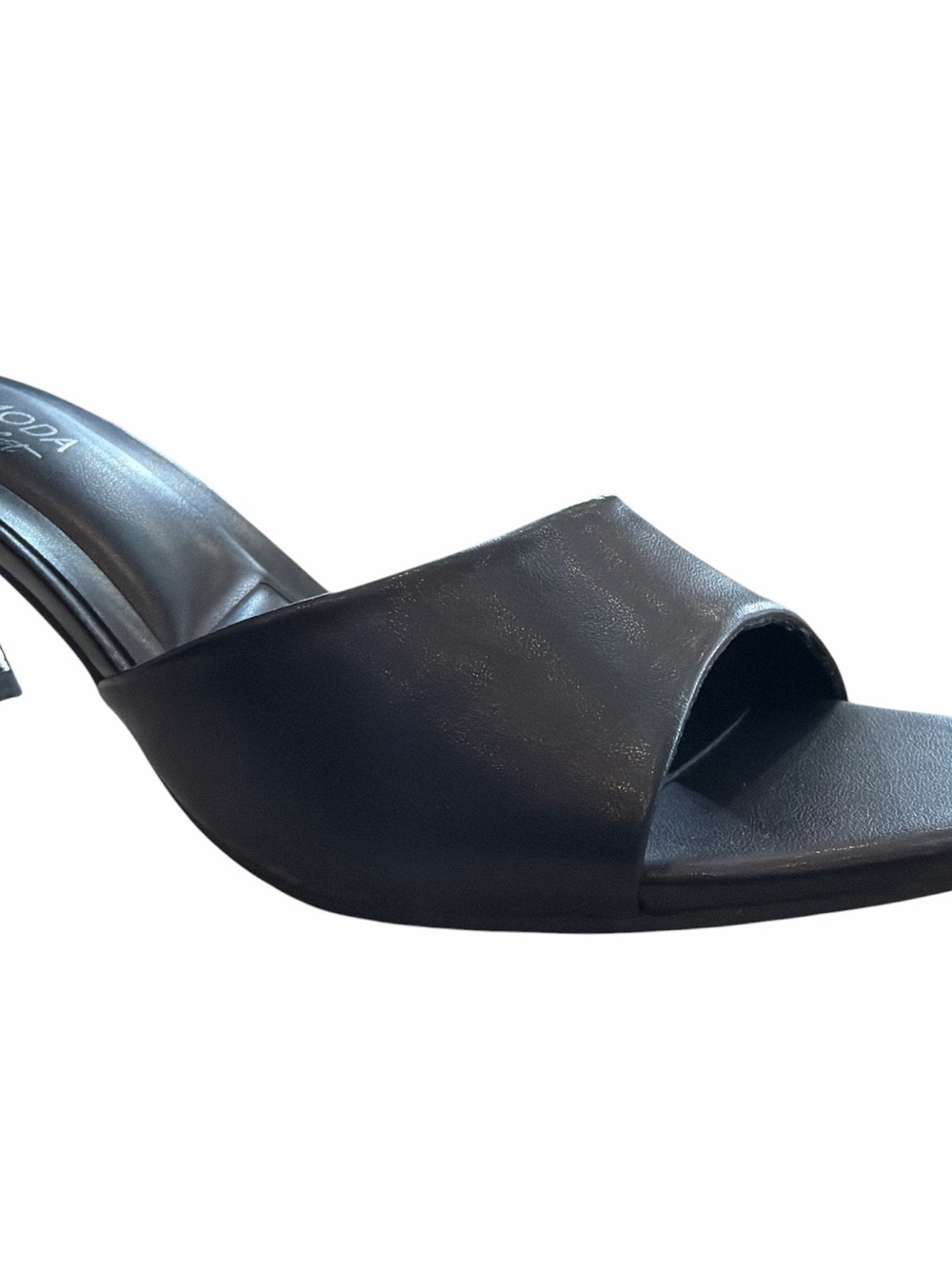Black Open-Toe Slide Mule Heels